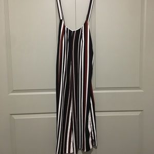 Wide leg striped suspender pants. Worn once.